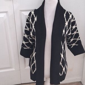 LTX Black & Cream Short Cardigan Sweater Size S/M